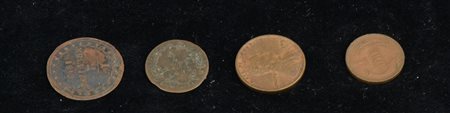 LOTTO DI 4 MONETE composto da: 1 moneta da 1 cent americano anno 1909 1...