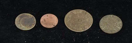 LOTTO DI 4 MONETE composto da: 1 moneta da 1 ventesimo di lire italiane anno...