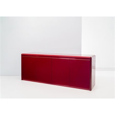 ALAIN DELON, Sideboard in legno laccato rosso