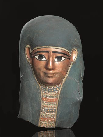 Maschera funeraria Materia e tecnica: cartonnage su tela di lino, stuccato,...