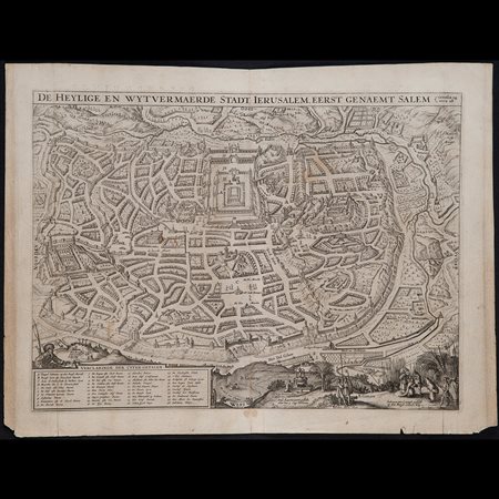 Claes Janszoon Visscher (Amsterdam 1586 –  1652), Carta geografica 'De heylige en wytvermaerde stadt Ierusalem, eerst genaemt Salem', Amsterdam 1648