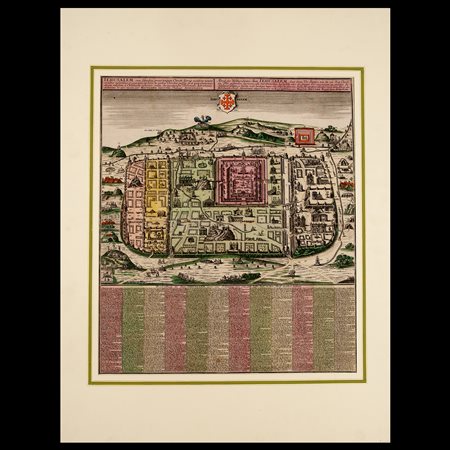 Matthäus Seutter (Augusta 1678 – 1757), Mappa a volo d'uccello raffigurante Gerusalemme, Germania 1756