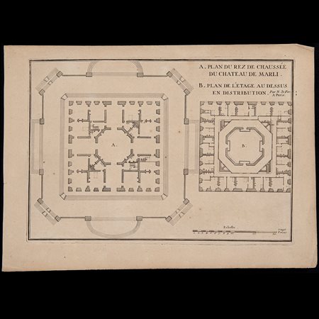 Nicolas de Fer (Parigi 1646 – 1720), Pianta dello Chateau de Marly, Francia fine del XVII secolo