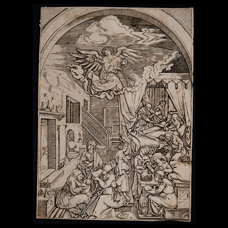 Marcantonio Raimondi (Molinella ca. 1480 – Bologna 1534), da, La nascita della Vergine