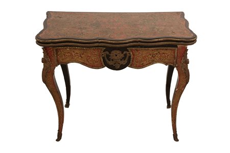  
Tavolino da gioco a libretto Boulle XIX secolo
 cm 74x90x44 e cm 74x90x88 (aperto)