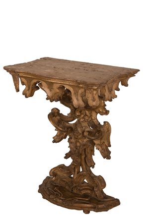  
Piccola consolle in legno laccato e dorato Roma seconda meta XVII secolo
 cm 89x70x42