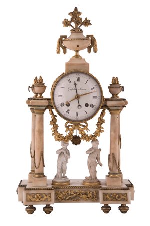  
Orologio Impero da tavolo in marmo e bronzo dorato  XIX secolo
 cm 55x32x13