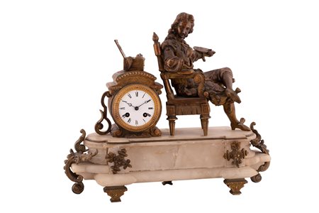 Manifattura francese del XIX secolo ( - ) 
Orologio in bronzo e onice XIX Secolo
 39x43x15 cm