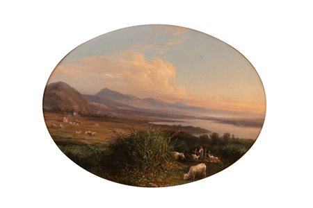 Filippo Palizzi (Vasto, 1818 - Napoli, 1899) 
Stagno dopo la pioggia 1875
Olio su tela cm 44x58; con cornice cm 58x73