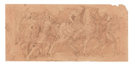 Anonimo del XVIII secolo ( - ) 
Scena di battaglia Primi del XVII secolo
Disegno a sanguigna cm 26x44; con cornice cm 36,5x45,5