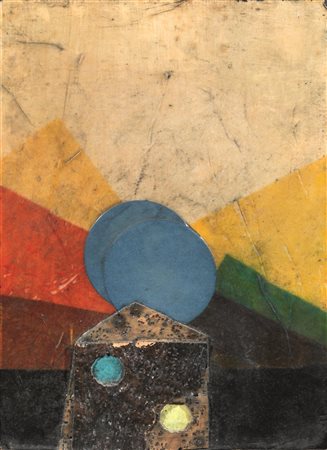 Roberto Crippa(Milano 1921 - Bresso 1972)DOLMENcollage di sughero e carte...