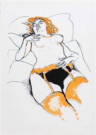 Renato Guttuso (Bagheria 1911 - Roma 1987), “Nudo femminile”.