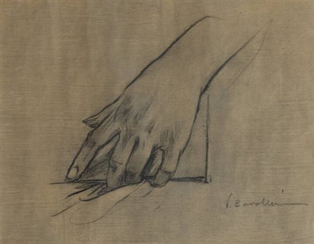 VITTORIO CAVALLERI<BR>Torino 1860 - 1938<BR>"Studio di mano"