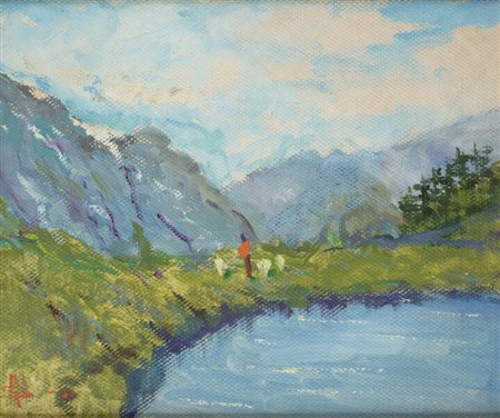 ALFREDO SUPPO<BR>Biella 1886 - 1973 Torino<BR>"Lago di montagna"