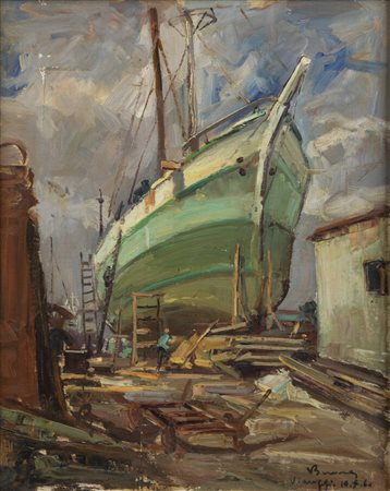 VITTORIO BUORA<BR>Udine 1910 - 1972 Torino<BR>"Cantiere (Viareggio)" 10/8/1960