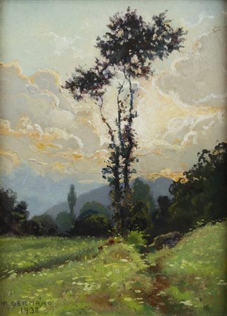 ALBERTO GERMANO<BR>Imperia (IM) 1903 - 1944 Saluzzo (CN)<BR>"Paesaggio con albero" 1938