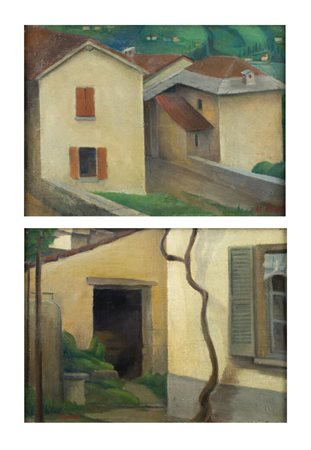 UGO PIATTI<BR>Milano 1880 - 1953<BR>a. "Cortiletto"<BR>b. "Case di campagna"