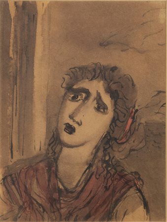 GIULIO DA MILANO<BR>Nizza (Francia) 1895 - 1990 Torino<BR>"Donna in rosso" 1947