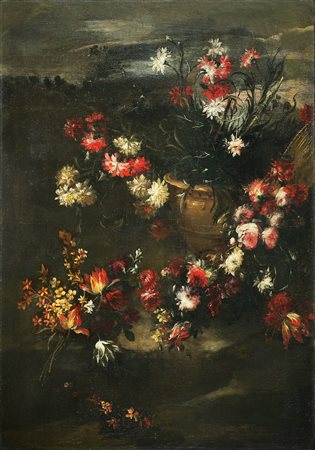 CAFFI MARGHERITA (1650 - 1710) Natura morta di fiori. Olio su tela. Cm 102,00...