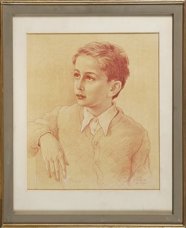 GEORGIEV BORIS (1888 - 1962) Ritratto di fanciullo. Sanguigna su carta . Cm...
