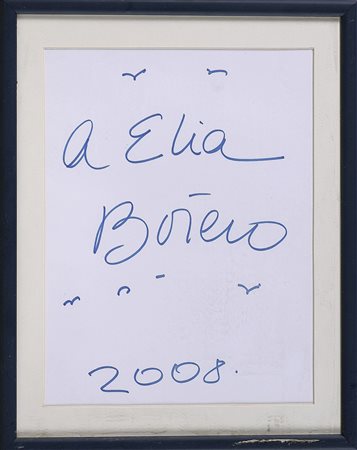 BOTERO FERNANDO (n. 1932) A Elia. 2008. Tecnica mista su carta. Cm 22,50 x...