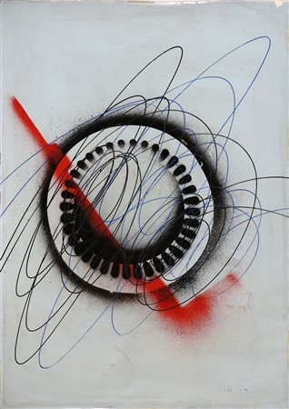 CRIPPA ROBERTO (1921 - 1972) Spirale con ingranaggio. Acrilico su cartoncino....