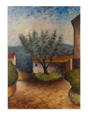 OTTONE ROSAI (1895-1957) - Paese (Paesaggio con albero), 1935