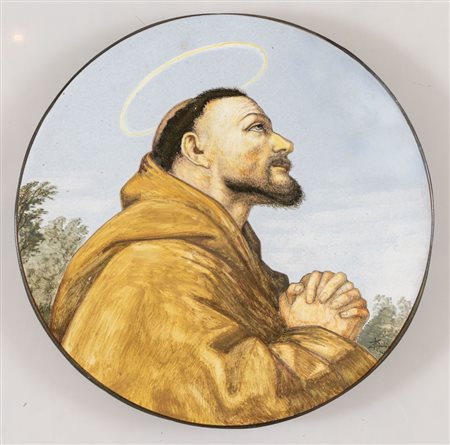 ZAMA CERAMICHE FAENZA Disco in ceramica raffigurante il San Francesco di...