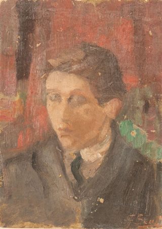 GIOVANNI SECCHI (Bologna 1876 - Darfo 1950) "Ritratto". Olio su tavola. Cm...