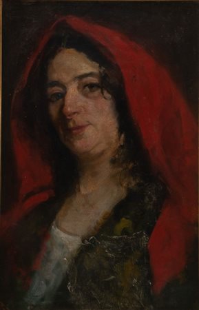 VINCENZO MIGLIARO (Napoli 1858 - 1938), attr. "Ritratto femminile". Olio su...