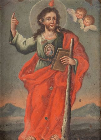 Maestro del XVIII secolo. "Cristo". Olio su rame. Cm 22x17.