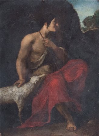 Maestro del XVII secolo. “San Giovanni Battista”. Olio su rame. Cm 22x16.