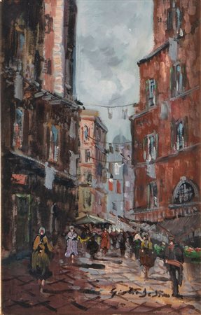 GIULIO DE SIMONE (Roccarainola 1939 – Padova 2020) "Parigi". Olio su tela. Cm...