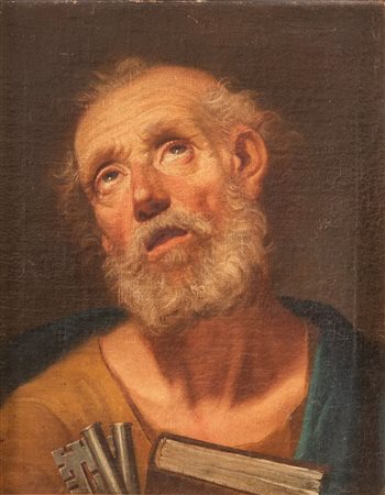 Maestro emiliano del XVII secolo. “San Pietro”. Olio su tela. Cm 38,5x31.