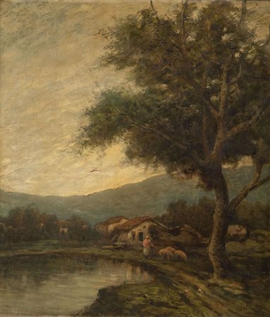 GIUSEPPE MITI ZANETTI (Modena 1860 - Milano 1929). "Paesaggio", 1927. Olio su...