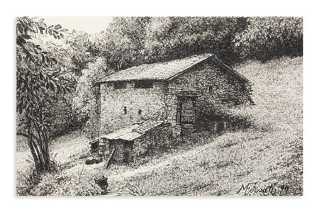 MARIO FOSSATI (1918-1999) - Val Serina. Rustico, 1990