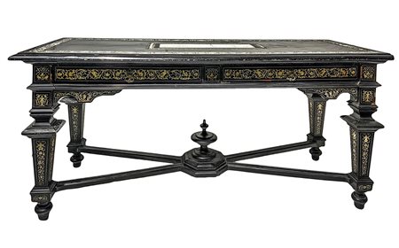 Ferdinando Pogliani (attribuito_a) (Milano 1832-Milano 1899)  - Console a due cassetti e piani a scomparsa da usare come scrittoio, nineteenth century