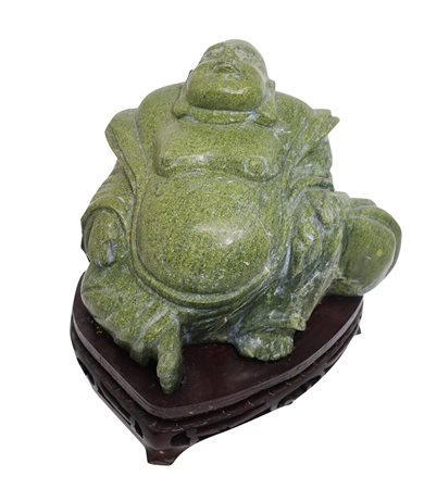 Buddha ridente in pietra dura verde