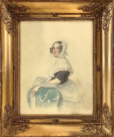 Friedrich Gauermann (German 1807-1862)  - Dipinto raffigurante "Elegante Dame", 1841