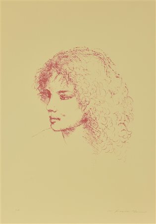 Fiorello Moroni VOLTO DI DONNA serigrafia su carta, cm 70x50; es. P.A. firma