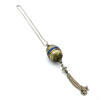 COLLANA CON GRANDE PENDENTE IN ARGENTO E LAPISLAZZULI lunghezza cm 40