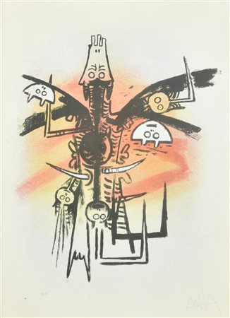 Wifredo Lam IL DRAGONE litografia su carta; es. 98/100 cm 70x50 firma sul...