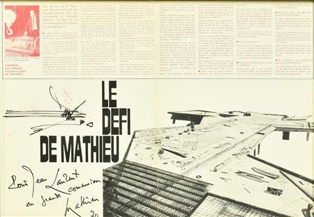 Georges Mathieu LE DELFI DE MATHIEU pennarello su carta, cm 31x55 firma e...