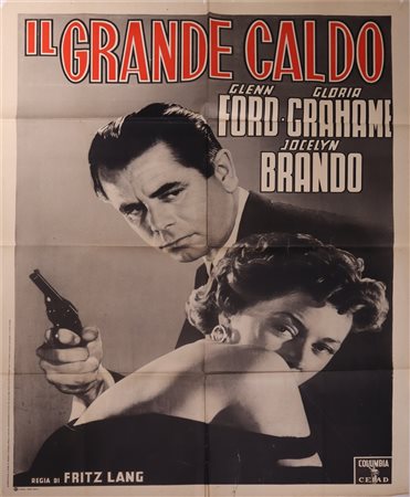 Manifesto cinema due fogli noir '''Il grande caldo'', 1962