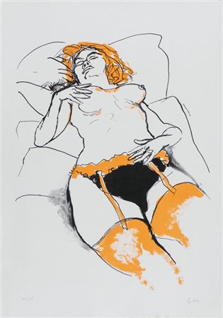 Renato Guttuso (Bagheria 1911 - Roma 1987), “Nudo femminile”.