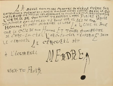 LA BELLE COMTESSE stampa su carta, cm 50x66 poesia di Joan Mirò, 1936 L'opera...