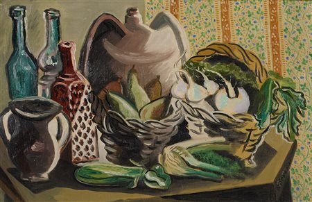 Gino Severini (Cortona (Ar), 1883 - Parigi, 1966) Natura morta 1942 c.a. Olio...