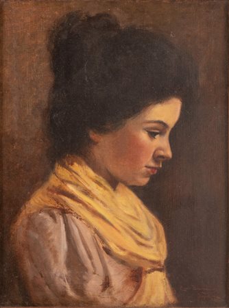 Carlo Brancaccio (Napoli, 1861 - 1920) 
Ritratto di giovane donna 
olio su tela cm 40x30