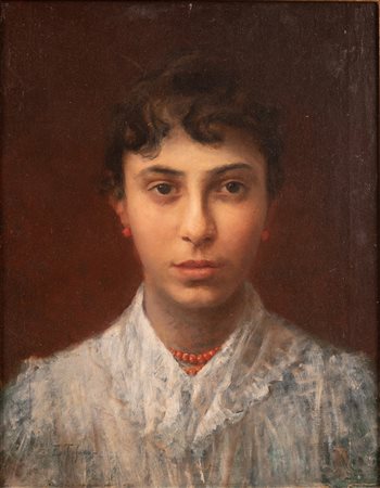 Edoardo Tofano (Napoli, 1838 - Roma, 1920) 
Ritratto di donna 
olio su tela cm 46x36