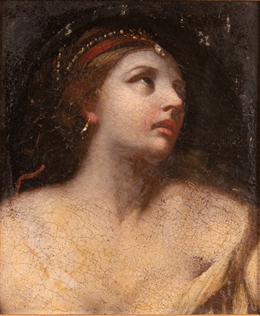 Scuola Toscana XVII secolo ( - ) 
Lucrezia romana 
olio su tela applicata su tavola cm 33x28